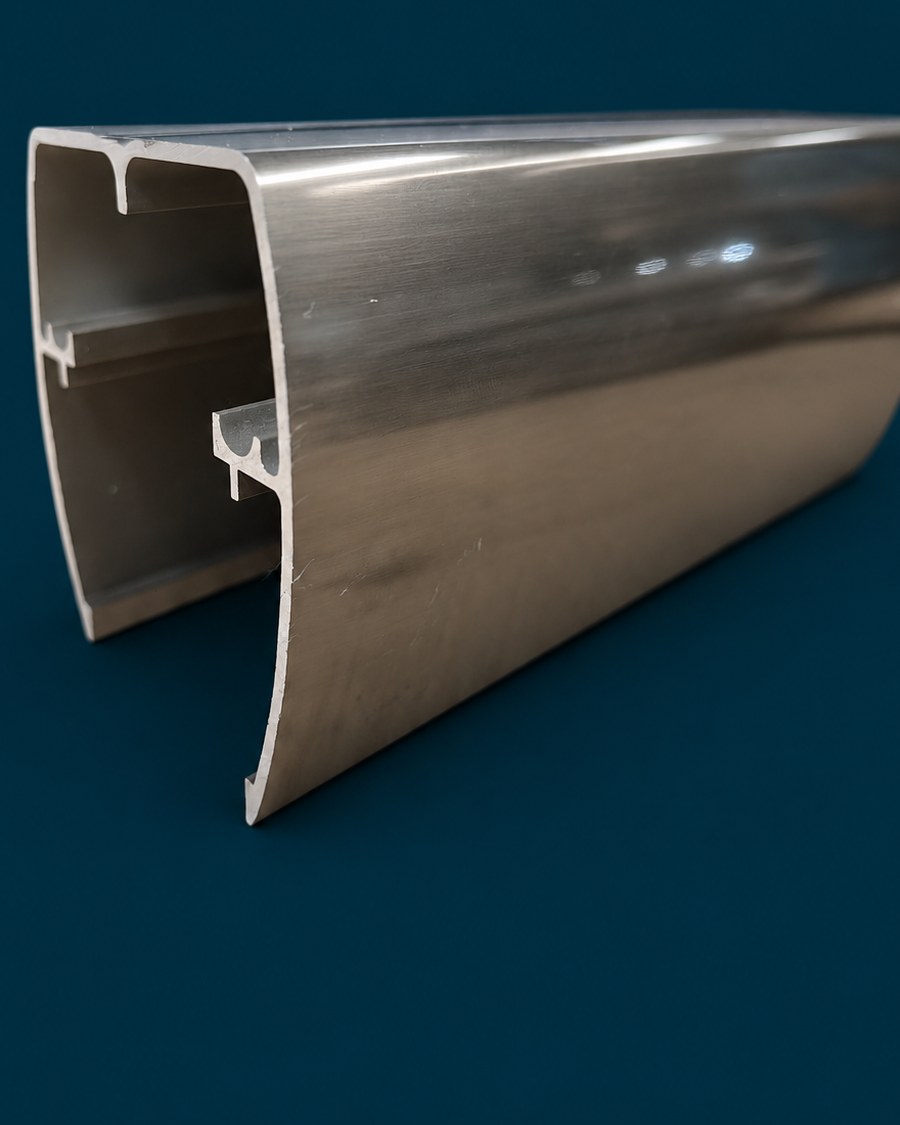 Perfil de aluminio con anodizado inox brillante